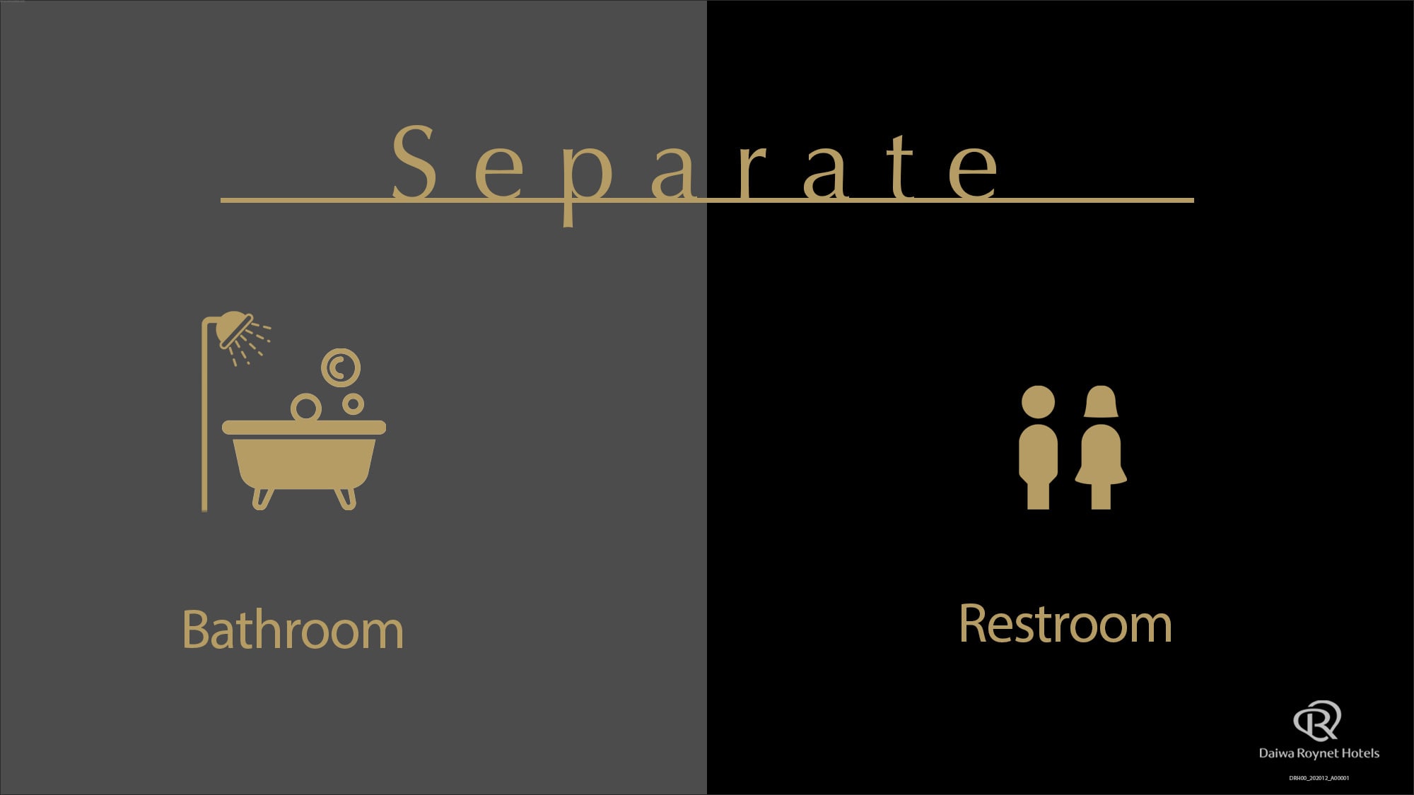 <Separate bathroom and toilet>
