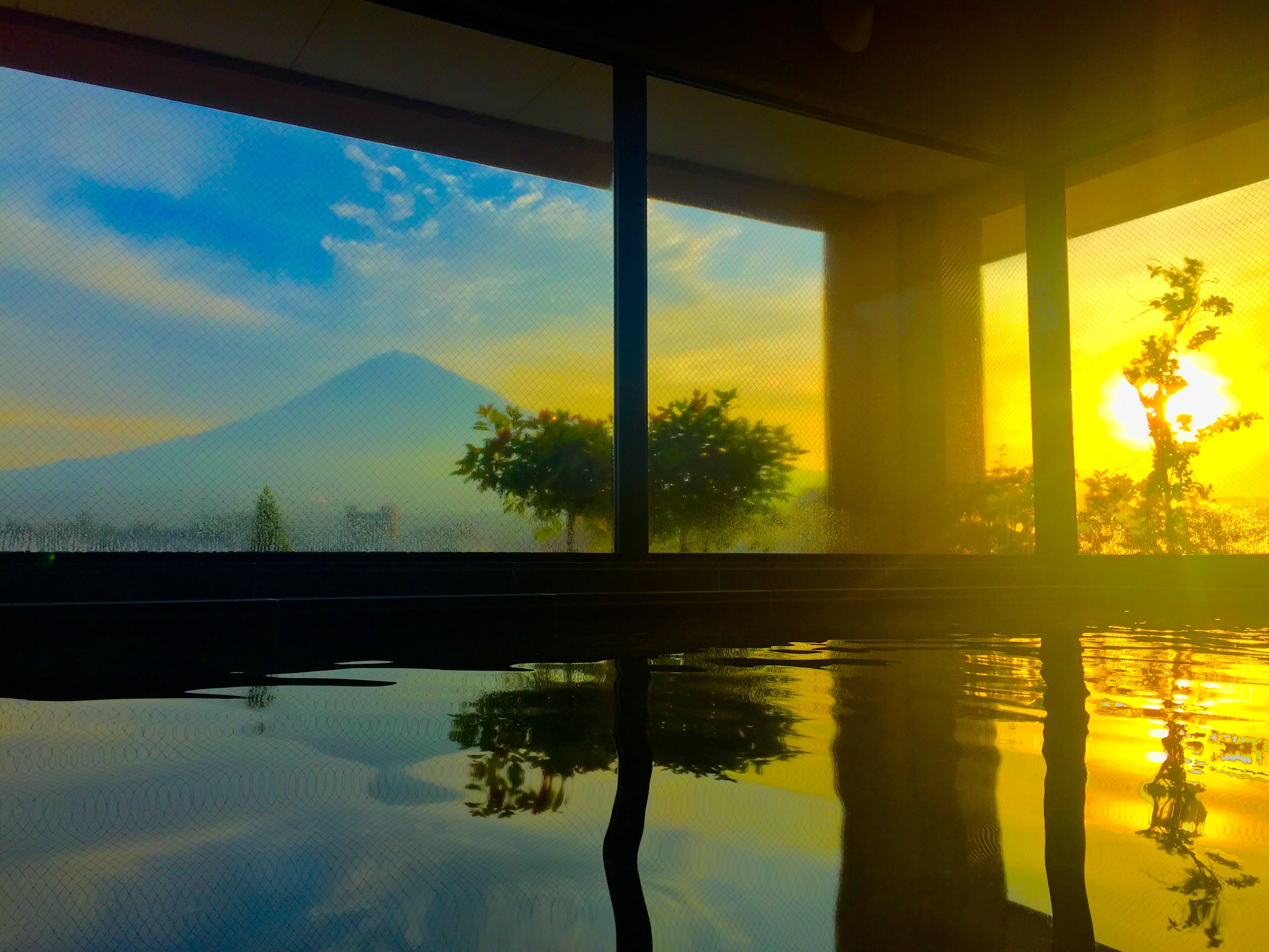 Mt. Fuji sunrise from the panoramic bath