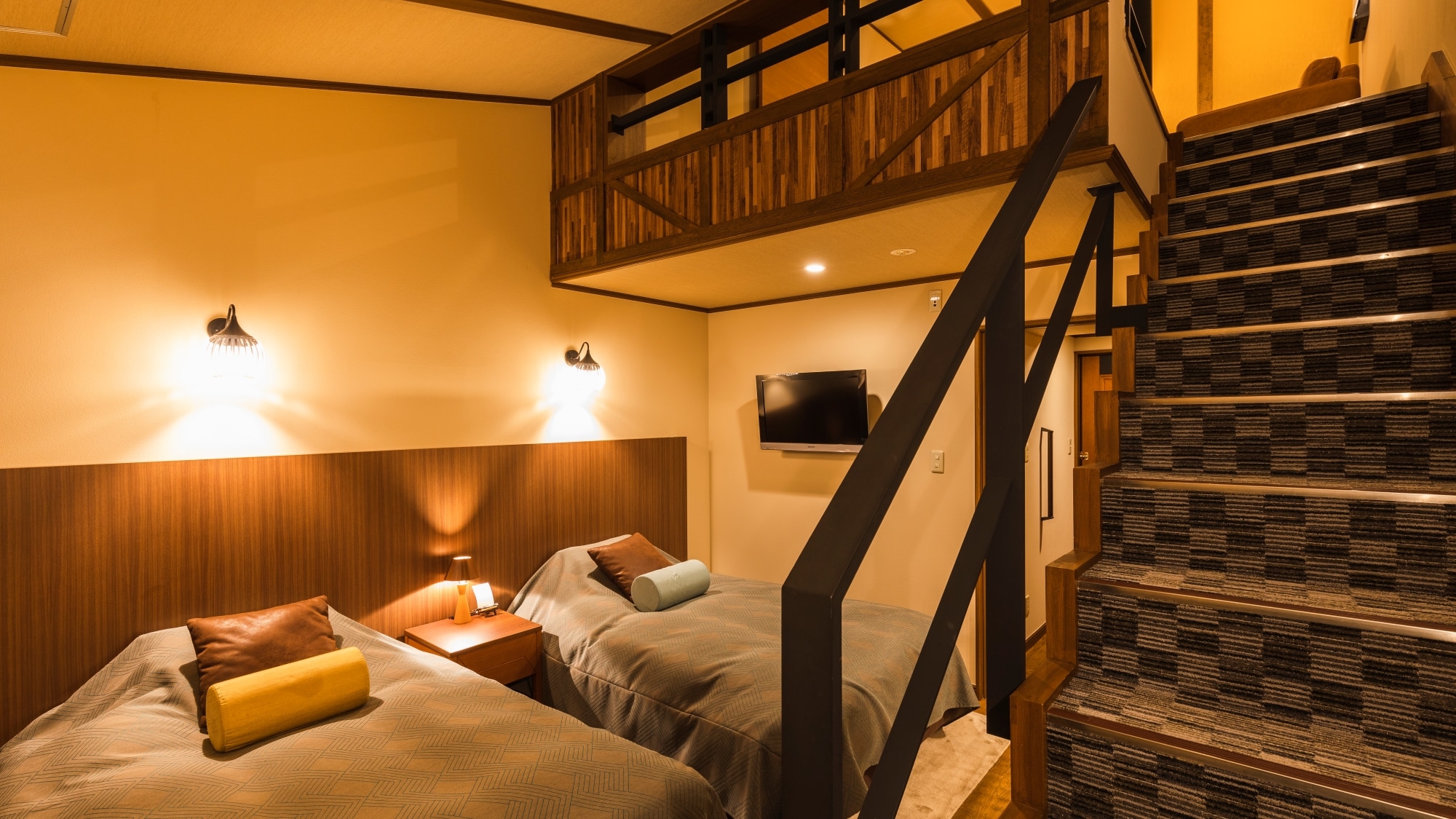 [Duplex Twin] Spacious and luxurious with a bedroom on the 1st floor and a living room on the 2nd floor.