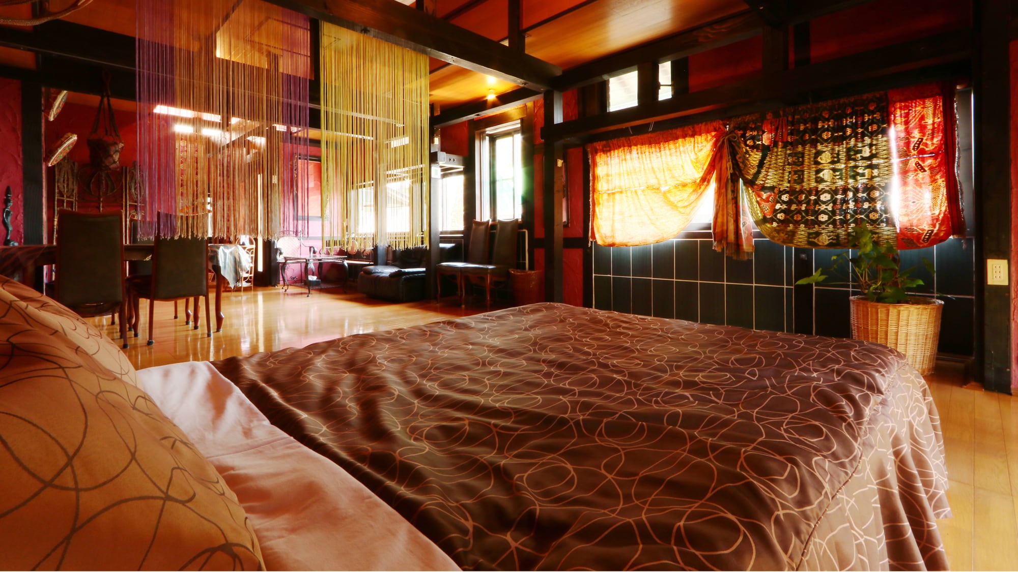 Deluxe Double Room with Bali-style interior, washlet toilet, and spacious room