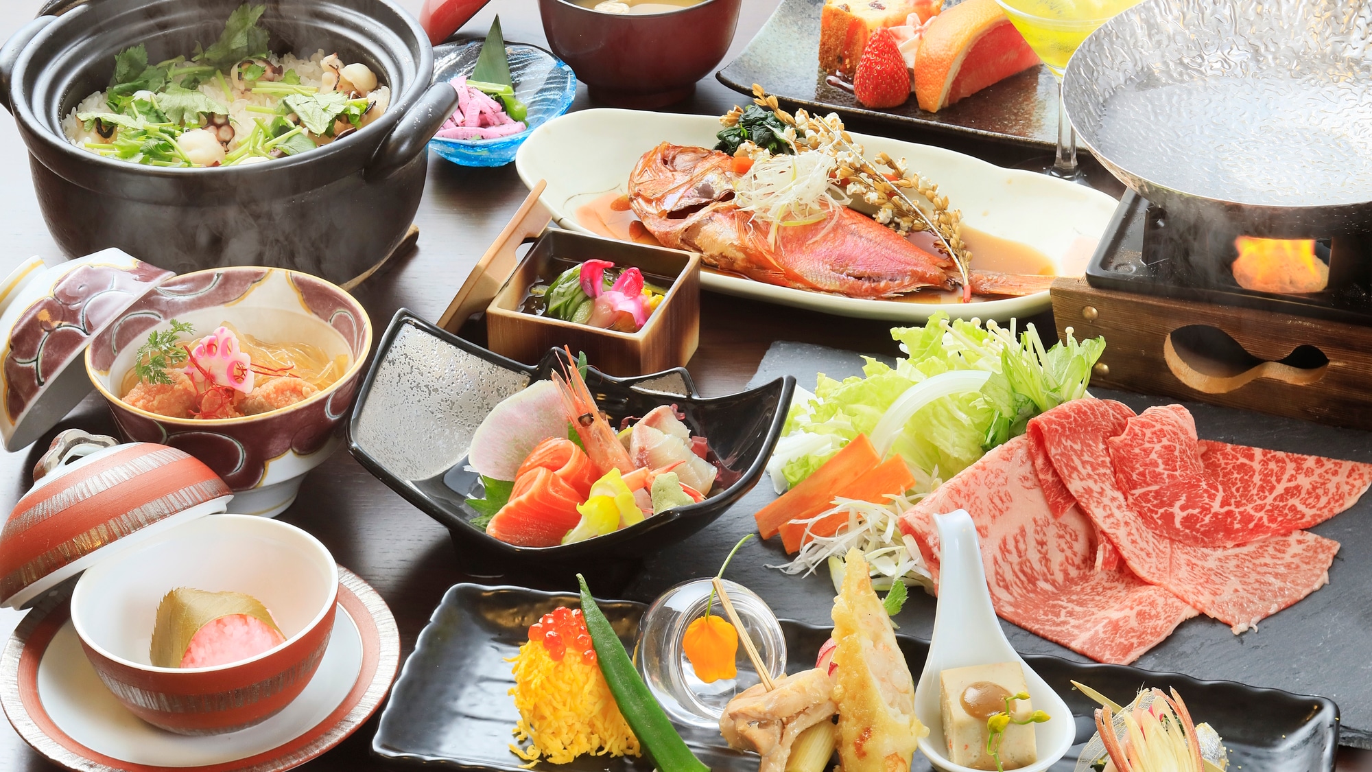 【特選会席】国産和牛が愉しめる、当館の最上級会席料理　（一例）