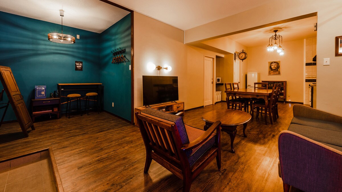 Living/dining room and workspace on the second floor