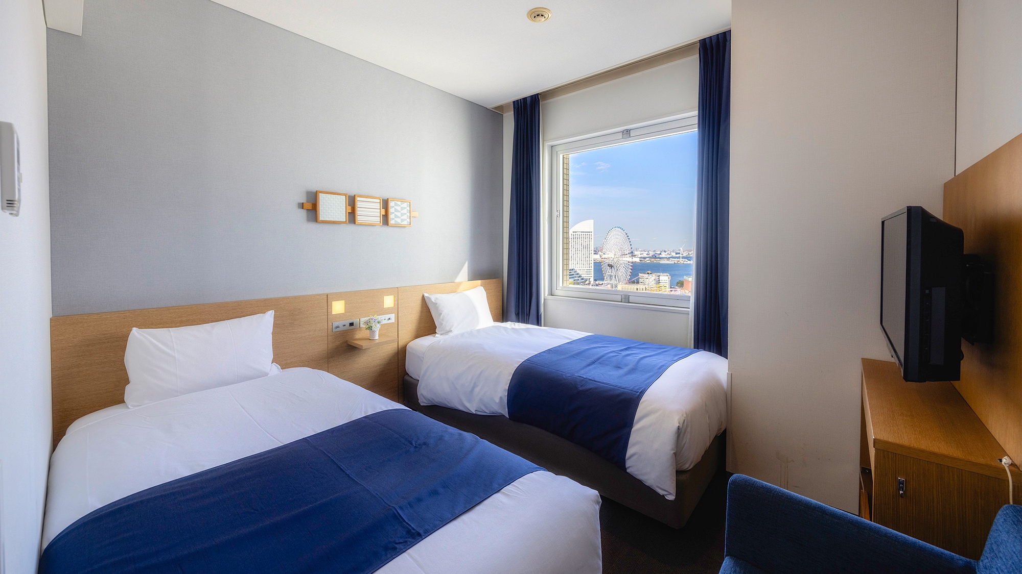 <Pemandangan Malam> [Kamar Twin Kasual] 16 m2, 2 tempat tidur single