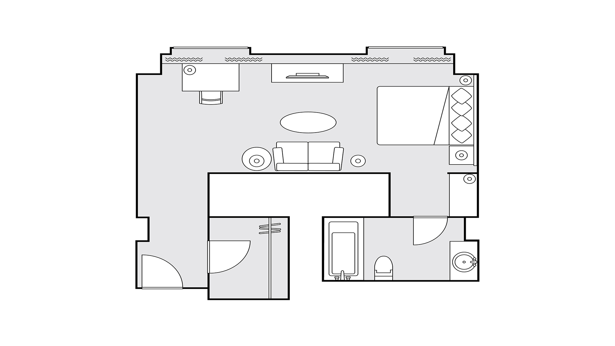 豪华双人房 43平方米 平面图