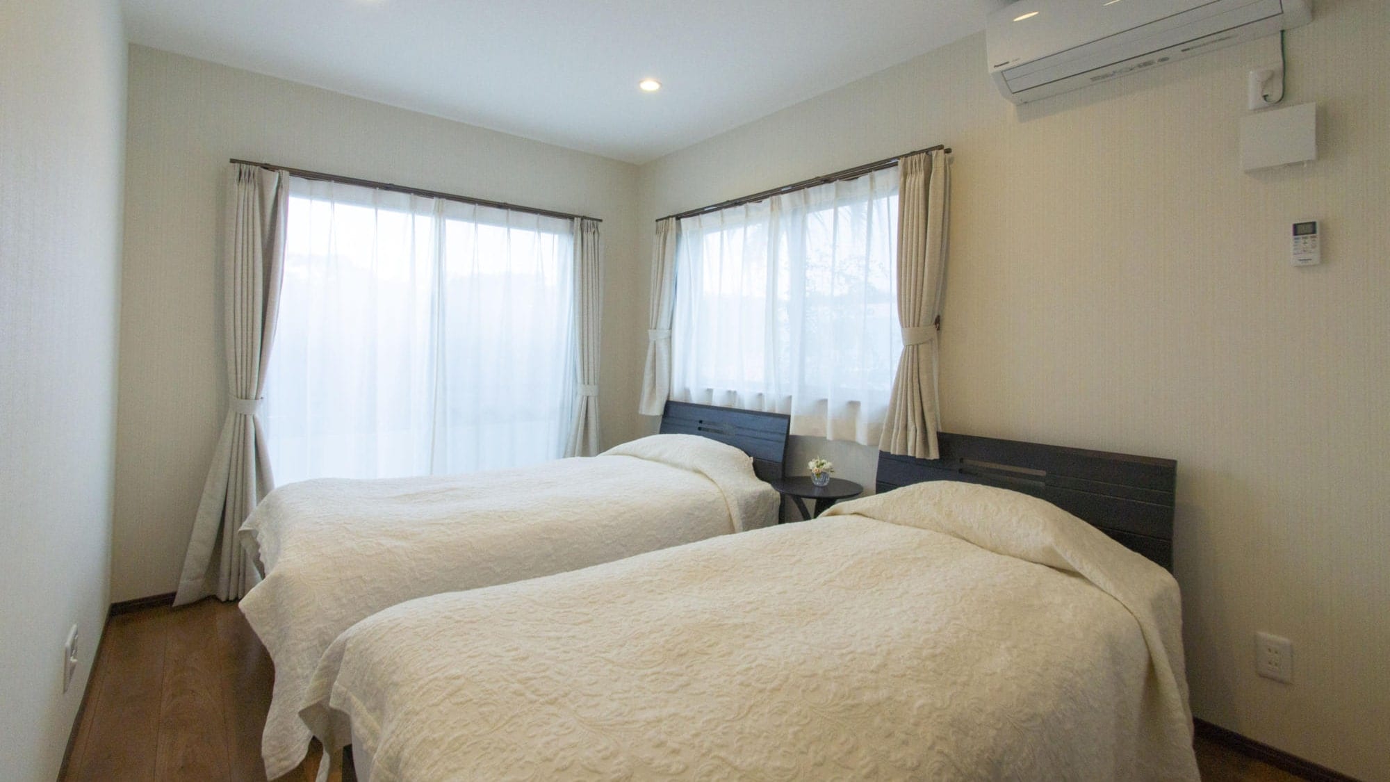 Two fluffy beds are available.