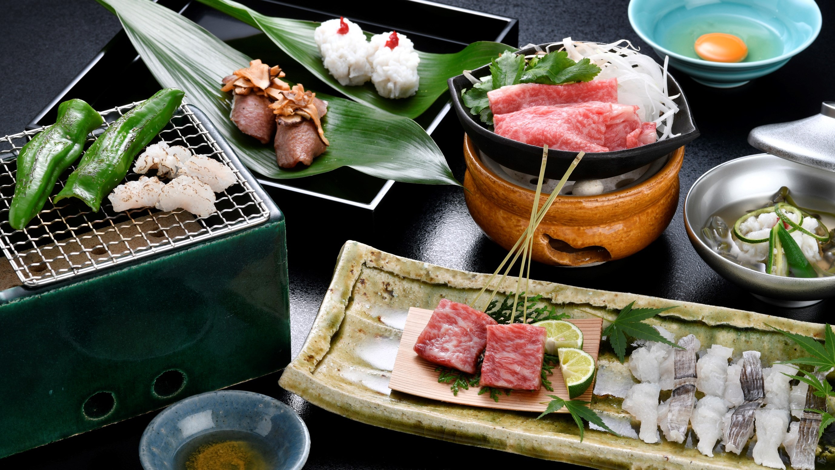 Conger eel and Tamba beef dishes