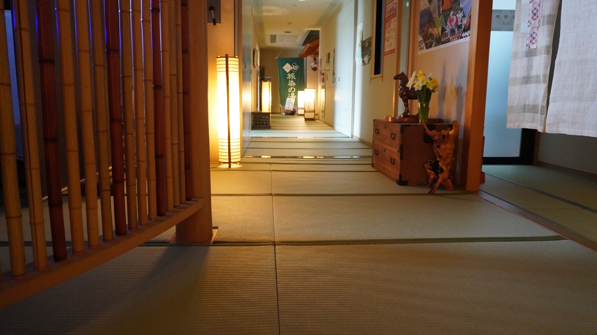 Inside the building.