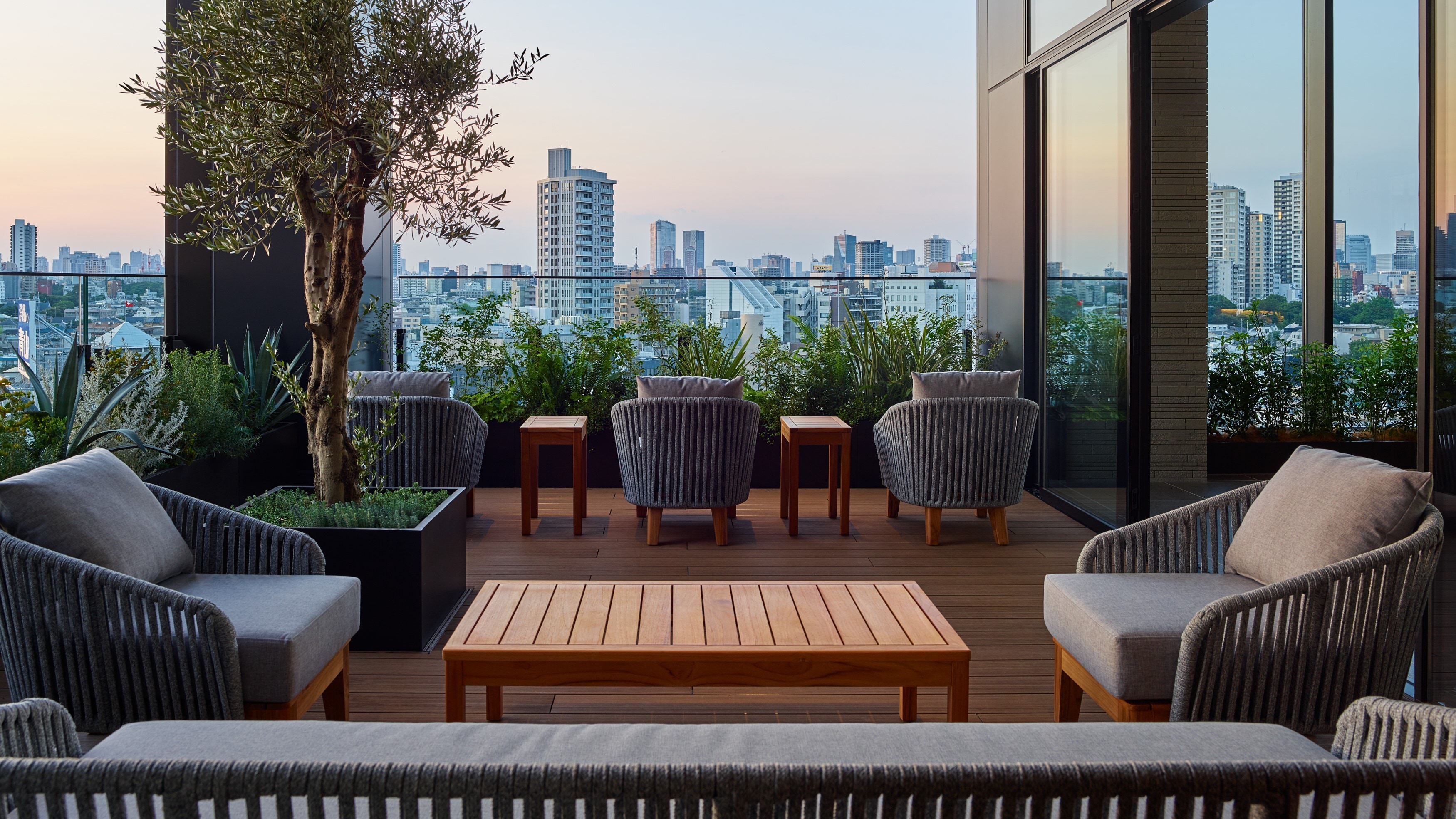 15th floor outdoor terrace (dusk)