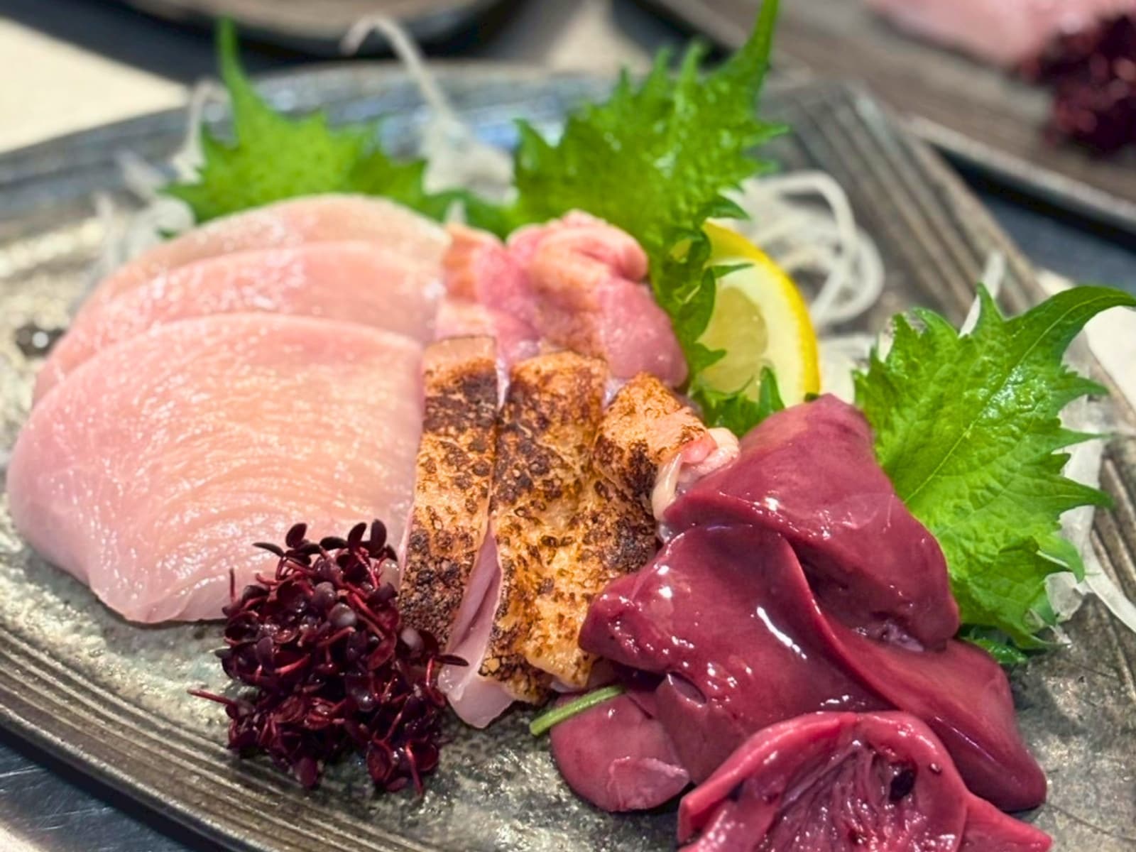 Assorted chicken sashimi