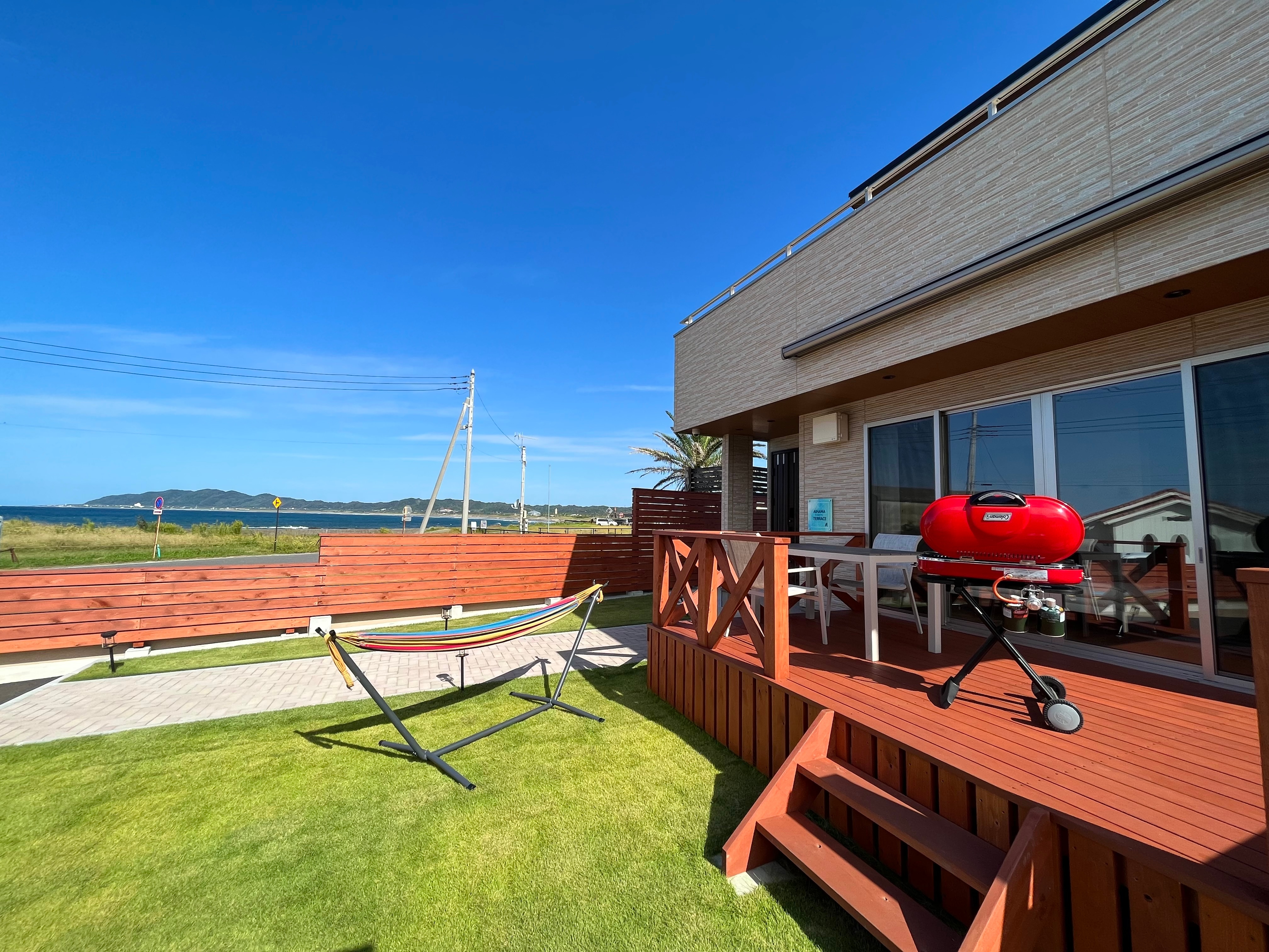 Building A: Terrace with hammocks and BBQ