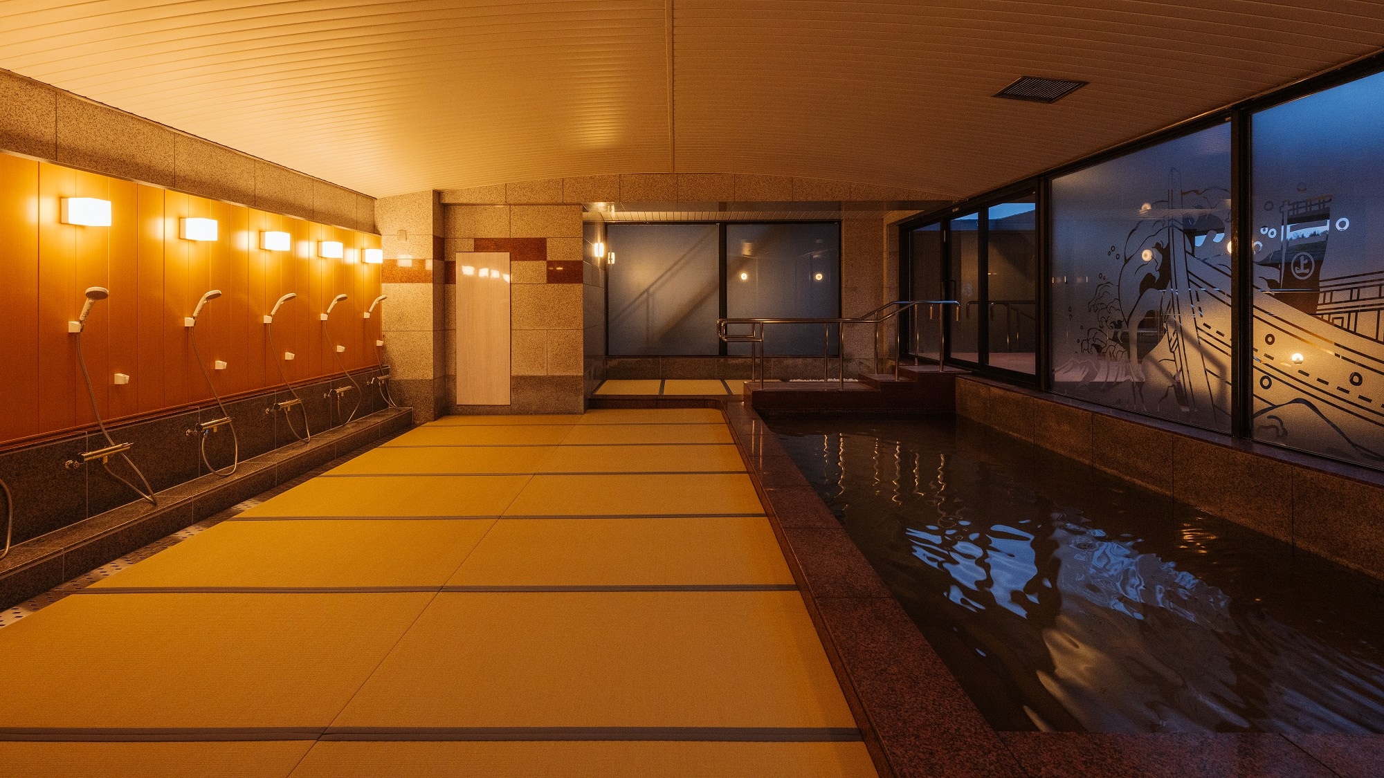 [Large public bath (night image)]