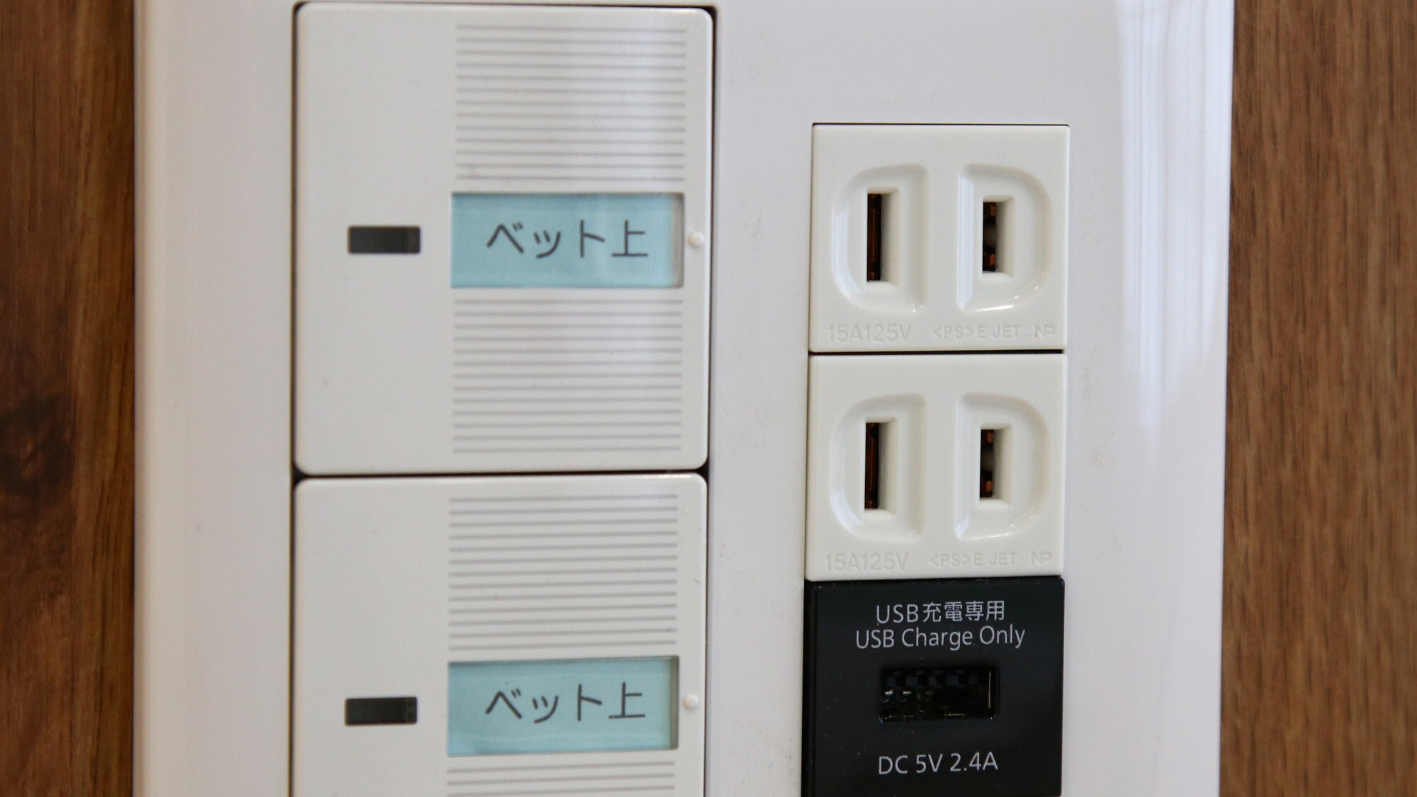 *12 tatami mat Japanese-Western style room. There is an outlet at the bedside and USB is also available.