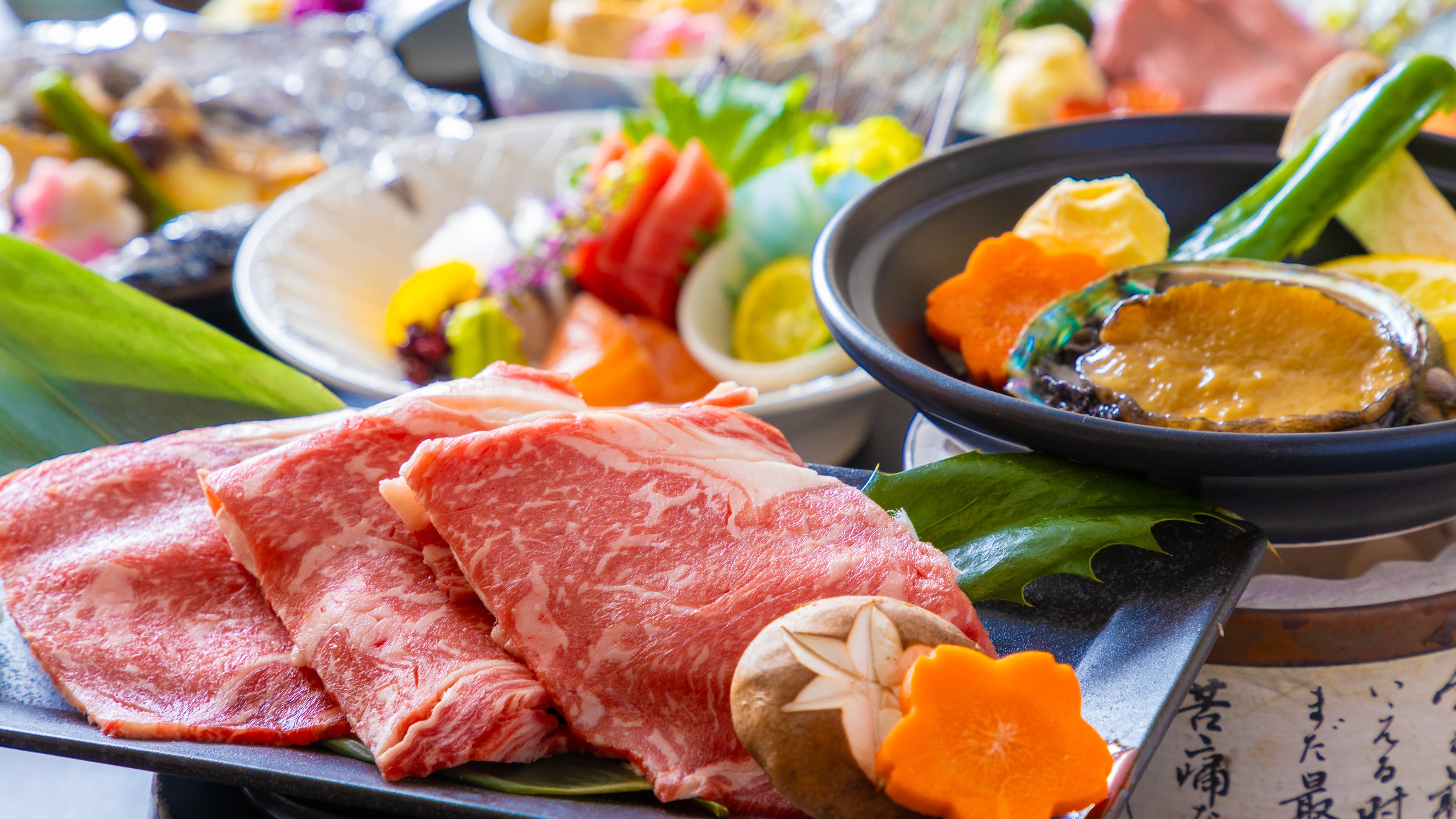 [Kimura Kaiseki] Một bữa ăn kaiseki nơi bạn có thể thưởng thức bào ngư nướng và lẩu bò Joshu.